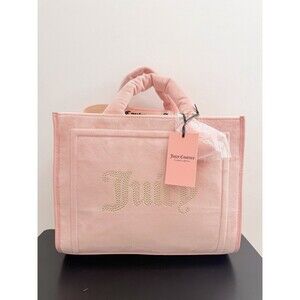 NEW! NWT JUICY COUTURE Velour Extra Spender  Tote Bag Crossbody in Pink Diamond